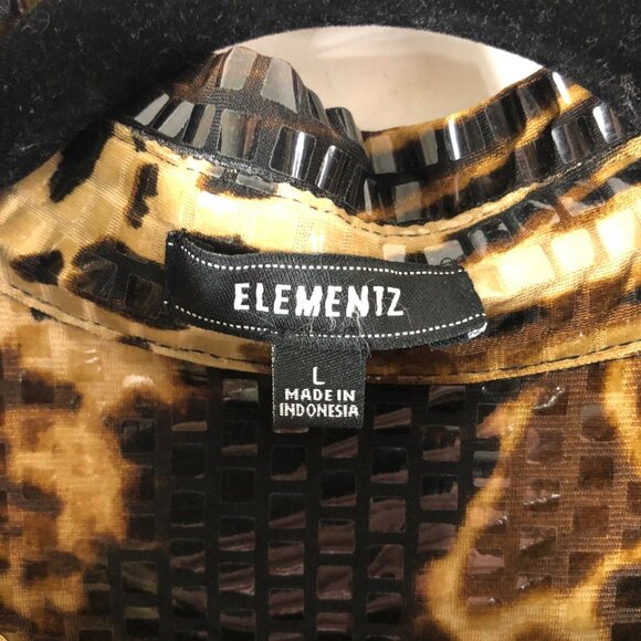 Elementz Womens Shacket Jacket Sequin Animal Print Button Front Brown L - Picture 3 of 4